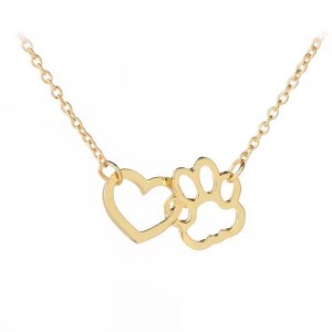 Hollywood Sensation  18K Gold Plated Heart and Paw Necklace - Available in Gold and Silver | Hollywood Sensation Jewelry - 1 of 4