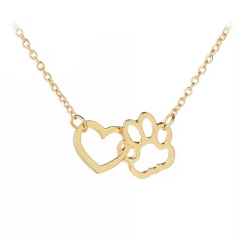 Hollywood Sensation  18K Gold Plated Heart and Paw Necklace - Available in Gold and Silver | Hollywood Sensation Jewelry - image 1 of 2