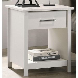 Vynxaria Celeste 20" Nightstand with 1 Drawer and Open Lower Shelf, 35LBS Top Shelf Capacity, Silver Metal Handles, PU Paper Lamination - 1 of 4