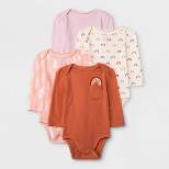 Baby Girls' 4pk Earth & Sky Long Sleeve Bodysuit - Cloud Island™ Pink