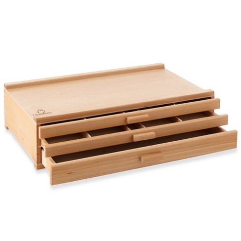 7 Elements 3 Drawer Wooden Artist Storage Supply Box For Pastels