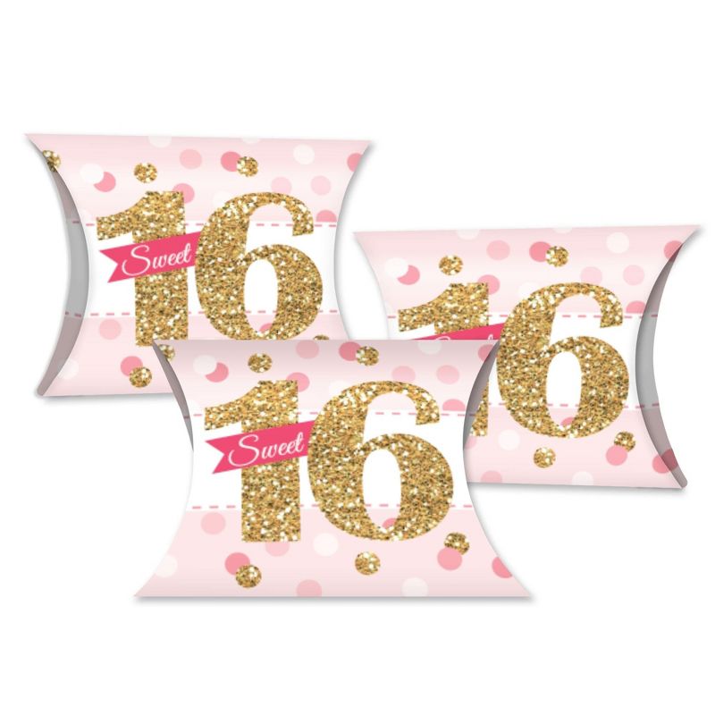 Big Dot of Happiness Sweet 16 - Favor Gift Boxes - 16th Birthday Party Petite Pillow Boxes - Set of 20, 1 of 9