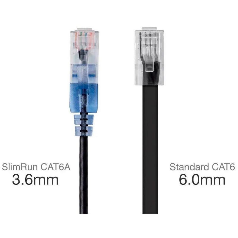 Monoprice Cat6A Patch Ethernet Cable 7 Feet Black, UTP, 30AWG, 10G, Pure Bare Copper, Snagless RJ45, For Computer Network Cable, LAN, Modem, Router, 3 of 5