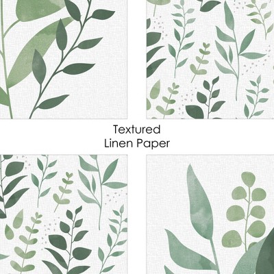 Boho Botanical Greenery Linen Paper Wall Art Set of 4
