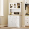 HOMCOM Freestanding Kitchen Cabinet with Wide Countertop, Tall Pantry Cabinet with Adjustable Shelves, Modern Hutch for Dining Room, White - 2 of 4