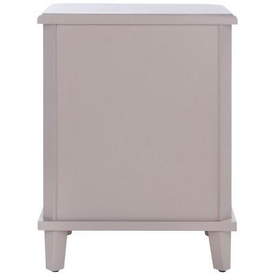 Transitional White Wood and Metal Nightstand with 3 Storage Drawers