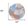 HomeRoots 8' Blue and Gray Round Abstract Non Skid Area Rug - 3 of 4