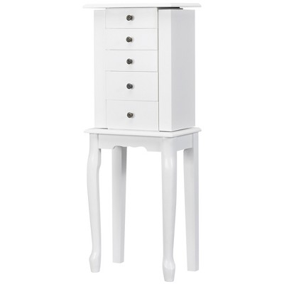 Costway Jewelry Cabinet Storage Chest Standing Organizer Mirror White Black