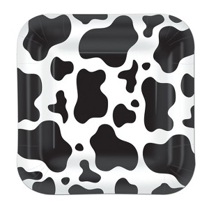 Beistle 9" Square Shaped Cow Print Plate Black/White 24/Pack 58020 - 1 of 1