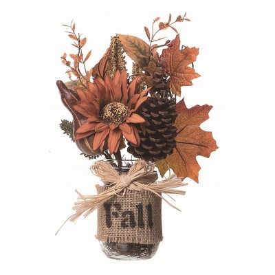 Transpac Floral Multicolor Harvest Autumn Burlap Centerpiece