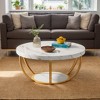Hommoo Wooden Coffee Table, 2-Tier Round Central Cocktail Table with Shelves - 4 of 4