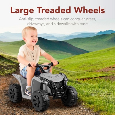 Gray 6-Volt Kids Ride-On Quad ATV with Treaded Tires