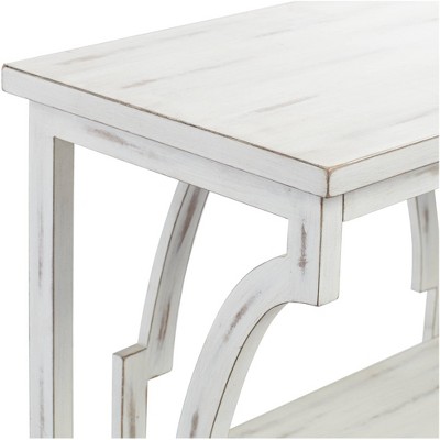 Antique White 64" Wood Console Table with Storage Shelves