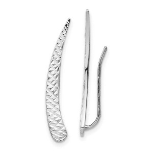 Black Bow Jewelry 4 x 28mm (1 1/8 Inch) 14k White Gold Textured Pointed Ear Climbers - 1 of 4