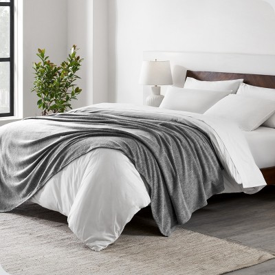 Heather Light Grey Twin Reversible Fleece Blanket