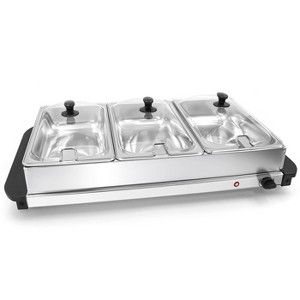 Elite Cuisine 7.5qt Stainless Steel Electric Buffet Server Food Warmer with 3 Trays - 1 of 4