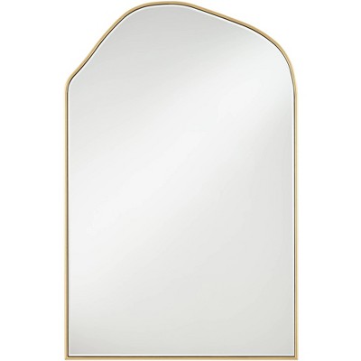 Noble Park Arch Top Vanity Wall Mirror Modern Beveled Glass Gold Wood Frame 26" Wide for Bathroom Bedroom Living Room Home Office