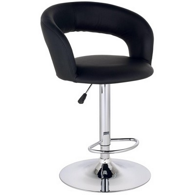 Studio 55D Groove Black Faux Leather Adjustable Swivel Bar Stool