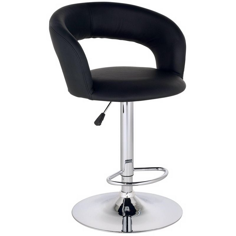 Studio 55D Groove Chrome Swivel Bar Stool 30" High Modern Adjustable Black Faux Leather Cushion with Backrest Footrest for Kitchen Counter Height Home, 1 of 10