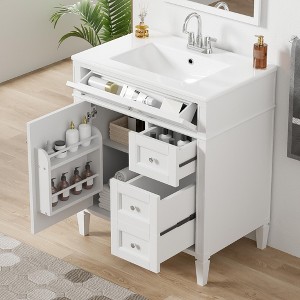 TIRAMISUBEST 30'' Bathroom Vanity with Sink, Modern Storage Cabinet with Door-Mounted Shelf, Deep Drawer and Tip-out Drawer - 1 of 4