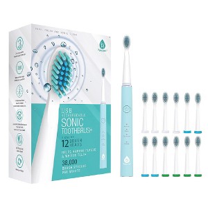USB Rechargeable Sonic toothbrush with 12 Brush Heads - 1 of 2