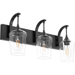 Runesay Black Vanity Light Fixtures 3-Lights Industrial Black Bathroom Vanity Light with Clear Glass Vintage Edison Bathroom Wall Lighting Fixtures - 1 of 4