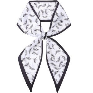 INSPIRE CHIC Women's Fashion Printed Skinny Long Satin Silky Black White Neck Scarves 1Pc - 1 of 4