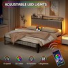 Bed Frame with Charging Station, LED Bed Frame with Storage Headboard, Upholstered Platform Bed Frame, No Box Spring Needed, Easy Assembly, Gray - 4 of 4