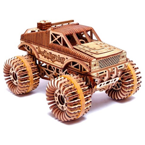 Indiferencia Sostener hierro Wood Trick 3d Monster Truck Wooden Classic Model Toy Car Set Mechanical  Self Building Kit For Adults And Kids Ages 14 And Up, Brown : Target