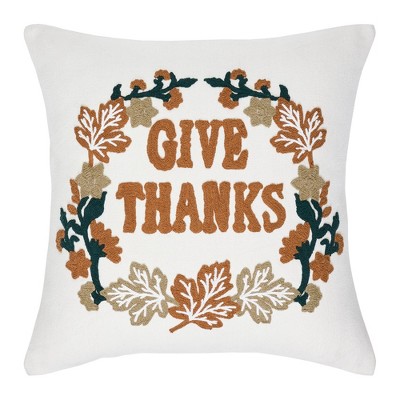 Wheat Plaid Give Thanks Pillow 18x18