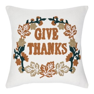 Wheat Plaid Give Thanks Pillow 18x18 - 1 of 4