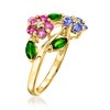 Ross-Simons 0.93 ct. t.w. Multi-Gem Flower Ring in 18kt Gold Over Sterling - 3 of 4