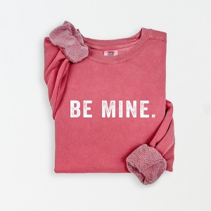 Simply Sage Market Women's Lightweight Garment Dyed Graphic Sweatshirt Be Mine Block - 1 of 4