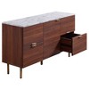 Ashton Sideboard with Faux Marble Top Walnut - Teamson Home: Mid-Century Storage, Brass Legs, Metal Handles - 3 of 4