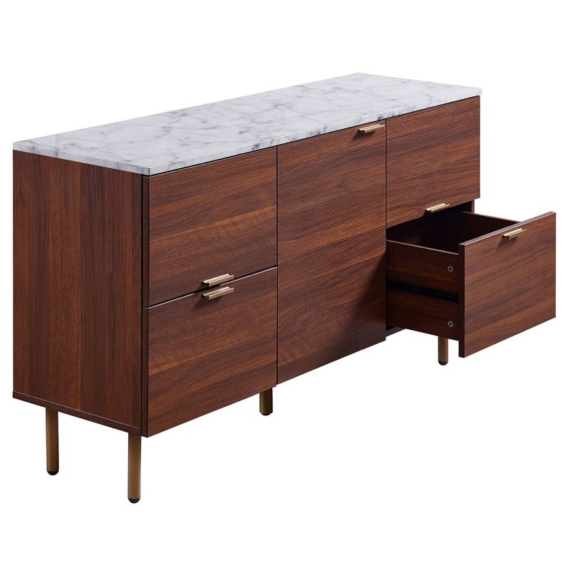 Ashton Sideboard with Faux Marble Top Walnut - Teamson Home, 4 of 10