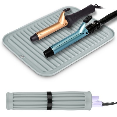 NewHome"Heat Resistant Silicone Mat for Hair Tools – Portable Travel Cover for Flat Iron & Curling Iron"Grey