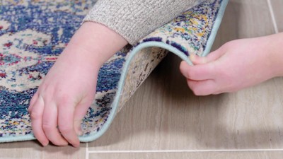 Madison Navy and Gray Synthetic Runner Rug