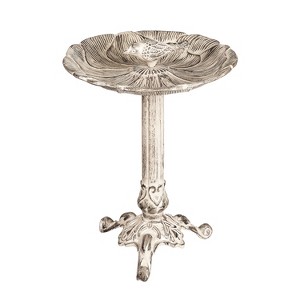 Evergreen 12" Metal White Bird Bath with Perched Bird - 1 of 1