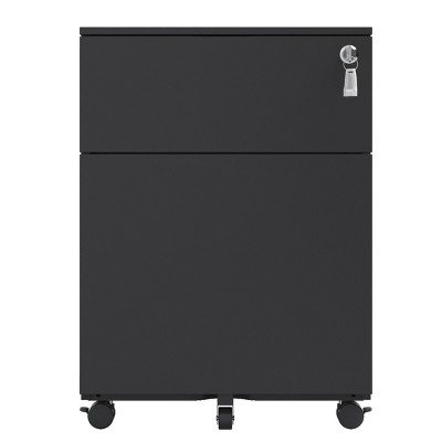 GlasFlength File Cabinets Drawer File Cabinet Rolling Filing Cabinet Mobile File Cabinet for Home Office, Black, 15.35"*17.72"*21.18"