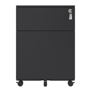 GlasFlength File Cabinets Drawer File Cabinet Rolling Filing Cabinet Mobile File Cabinet for Home Office, Black, 15.35"*17.72"*21.18" - 1 of 4