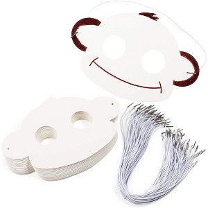 Bright Creations 48-Pack Blank DIY Monkey Mask for Kids Costume Party Arts and Crafts, White 3.8" x 5.9" - 1 of 4