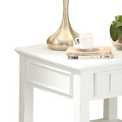 Natesa White Washed 24-Inch Poplar Wood End Table with Storage