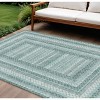 Teal Blue And Ivory Geometric Washable Indoor Outdoor Area Rug - 2 of 4