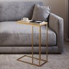 C-Shaped End Table - Mango Wood Side Table with Gold Iron Frame for Couch, Loveseat, or Bed - Modern Living Room Furniture by Lavish Home - 3 of 4