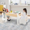 Infans 4-in-1 Kids Wooden Table & 2 Chairs Set w/ Storage Detachable Blackboard Drawing - 3 of 4