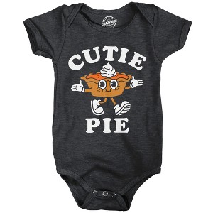 Cutie Pie Baby Bodysuit Funny Sarcastic Thanksgiving Graphic Novelty Jumper For Infants - Crazy Dog Baby Bodysuit for Thanksgiving - 1 of 4