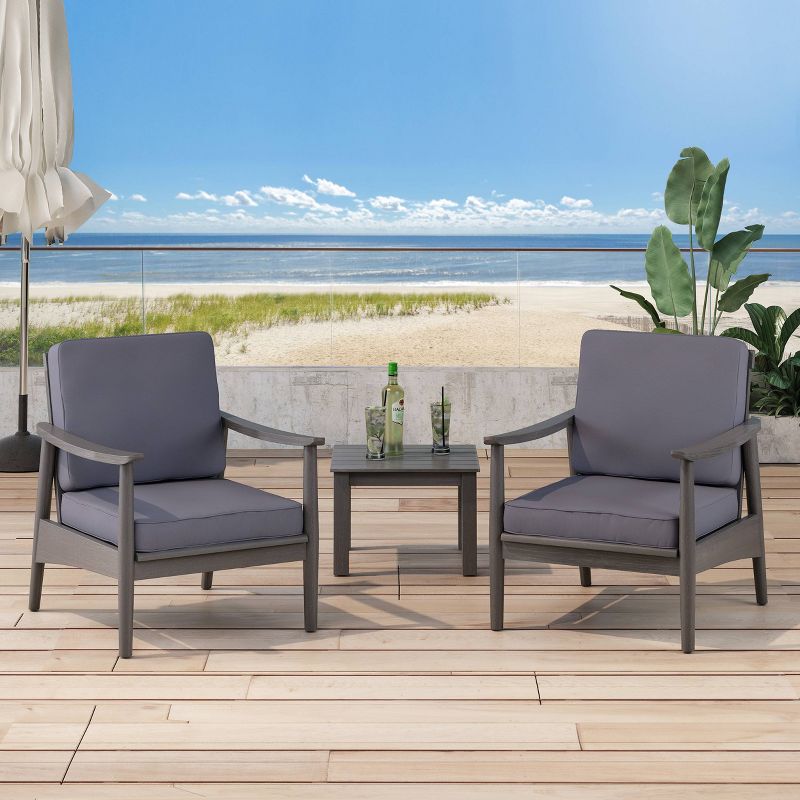 Willowbrook 2pc Acacia Wood Club Chairs - Gray/Dark Gray - Christopher Knight Home, 3 of 8