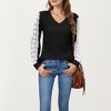 Anna-Kaci Women's Long Sleeve V-Neck Knit Top with Lace Trim Detailing on Sleeves - 2 of 4