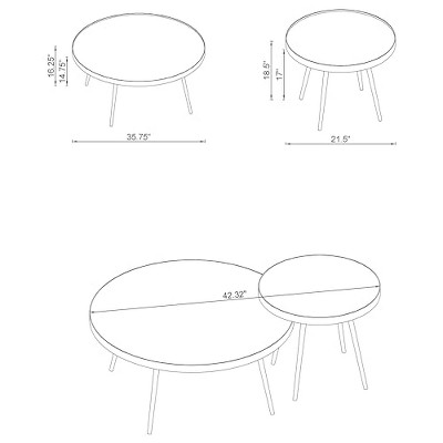 Kaelyn Round Chrome Metal Mirrored Nesting Coffee Table Set