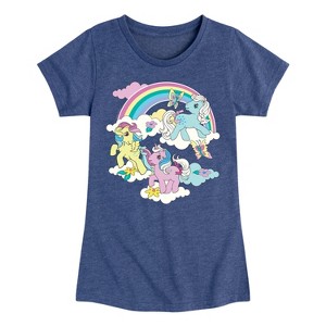 Girls' - My Little Pony - Rainbow with Clouds and Butterflies Fitted Short Sleeve Graphic T-Shirt - 1 of 3